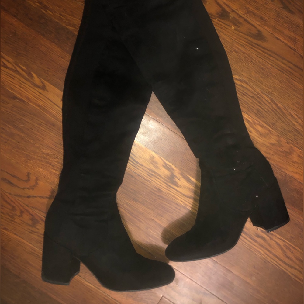 Marc Fisher Over the Knee Square Toe Suede Boots